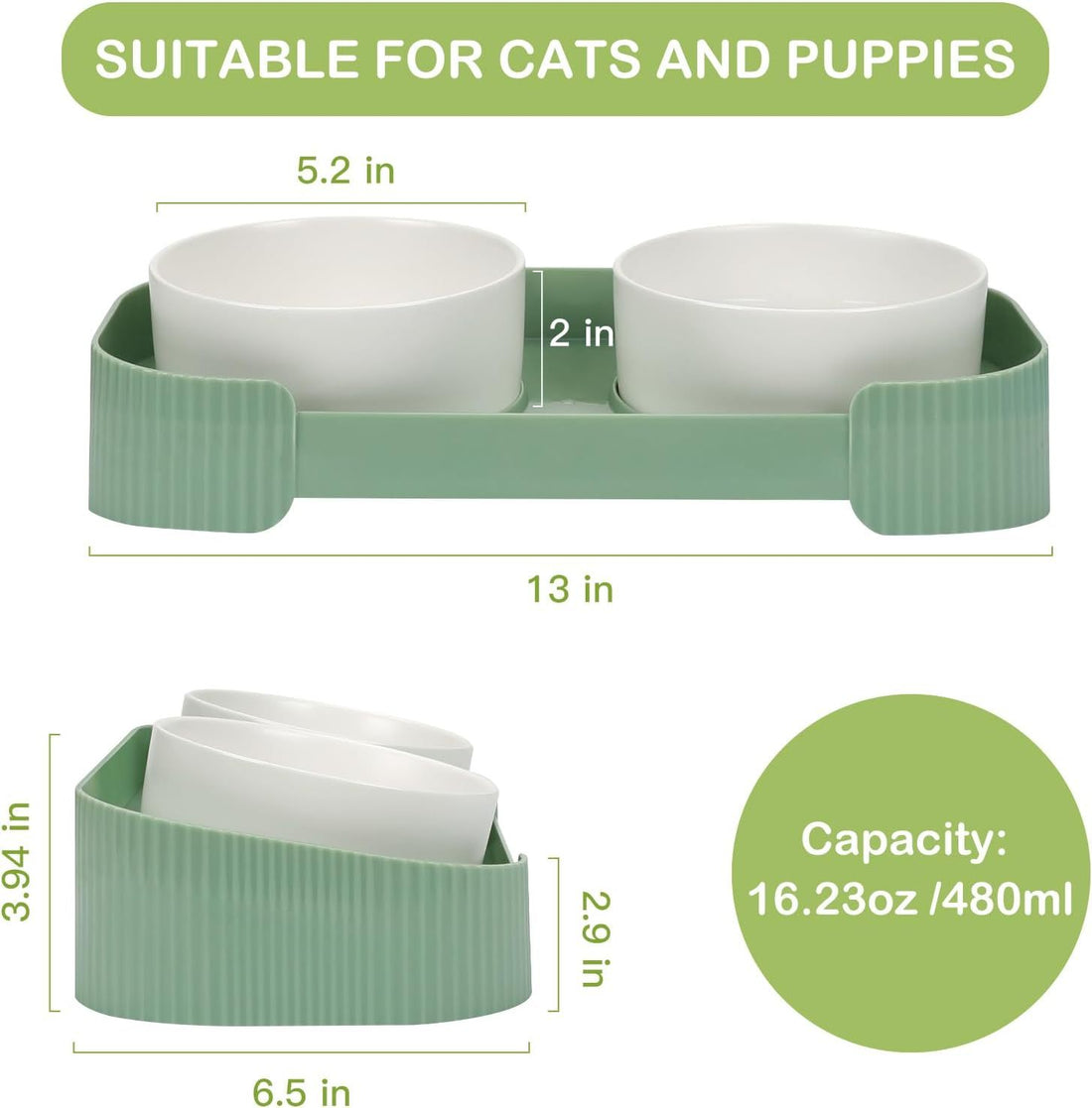 Ceramic Elevated Cat Bowls For Indoor