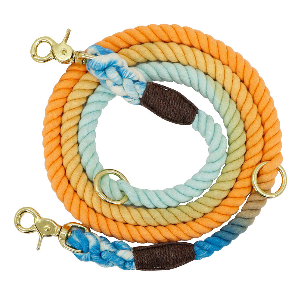 Gradient Color Dog Collars Leashes Rope