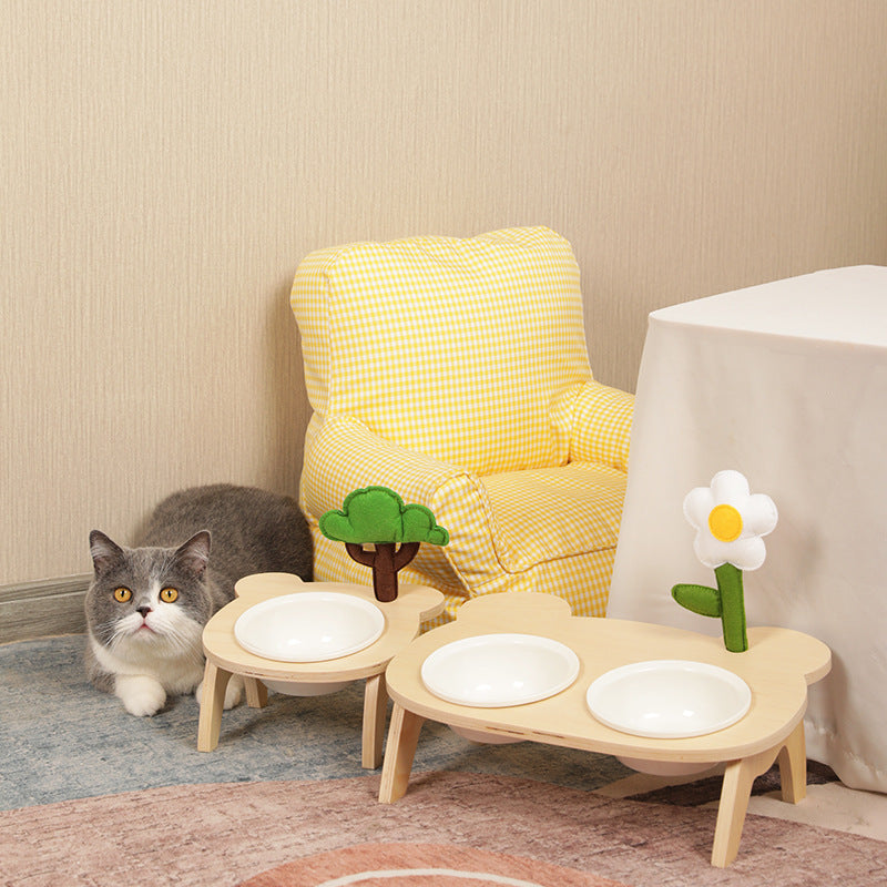 Cat Oblique Mouth Food Holder Care Neck