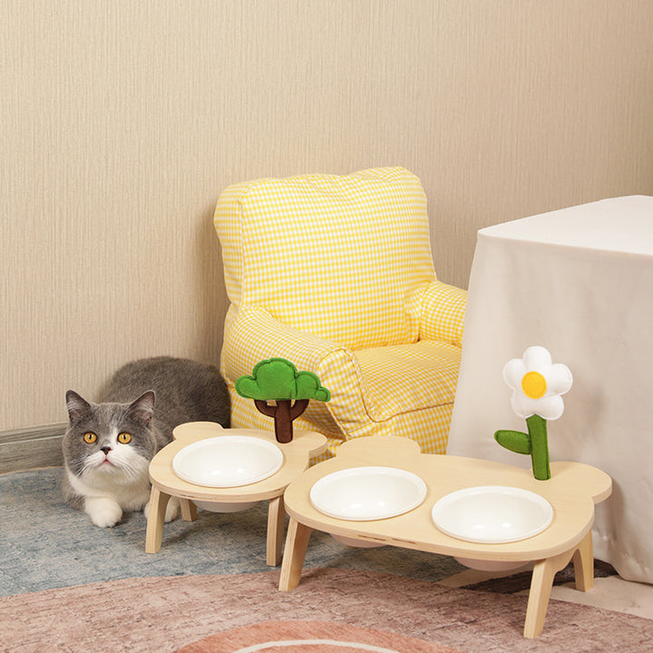 Cat Oblique Mouth Food Holder Care Neck