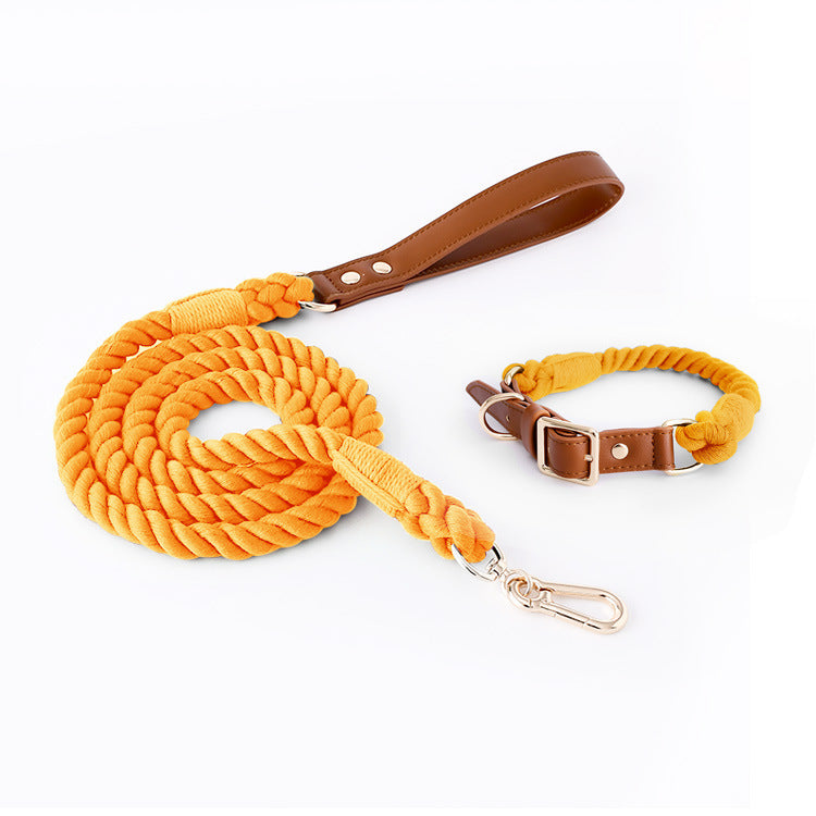 Woven Cotton Rope Leather Pet