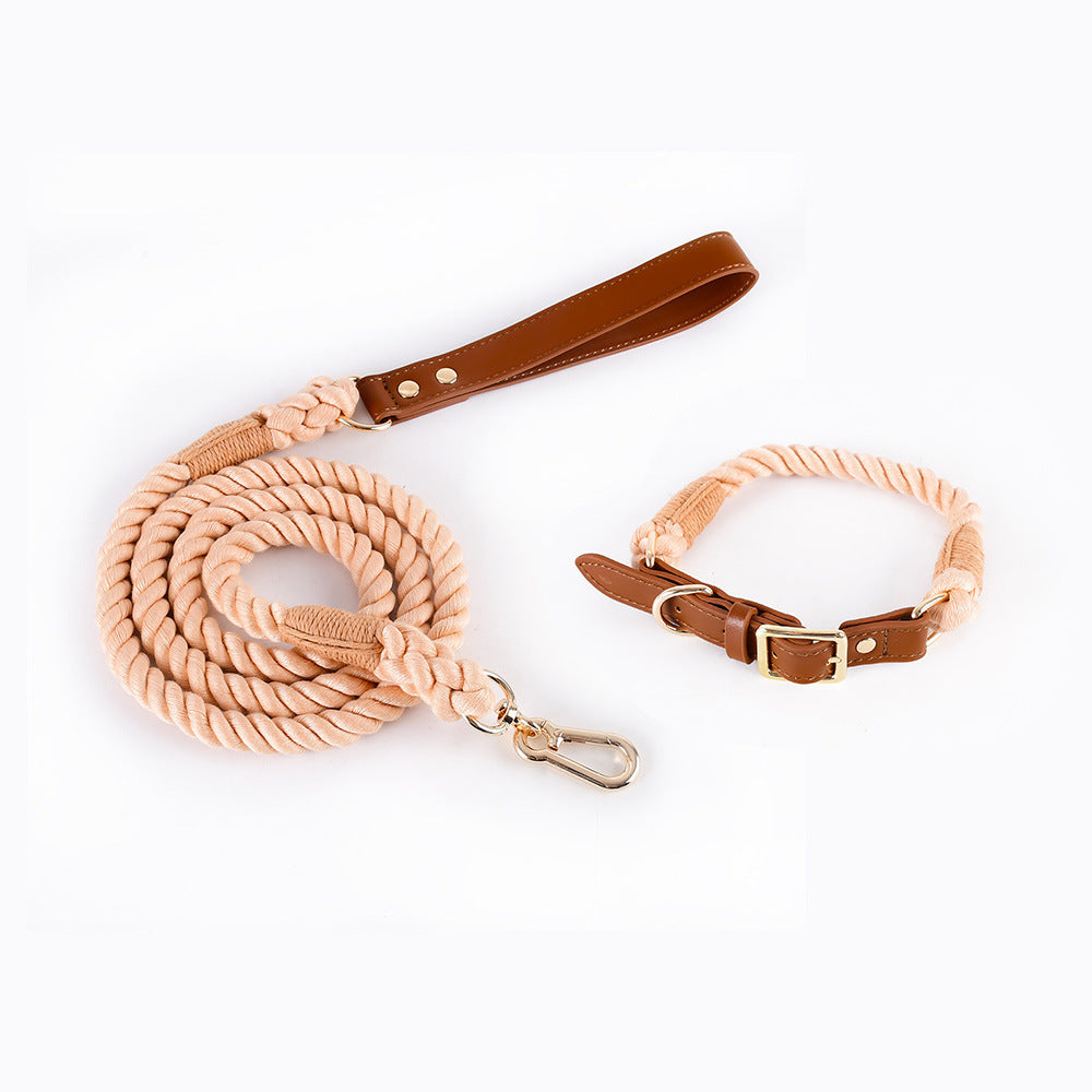 Woven Cotton Rope Leather Pet