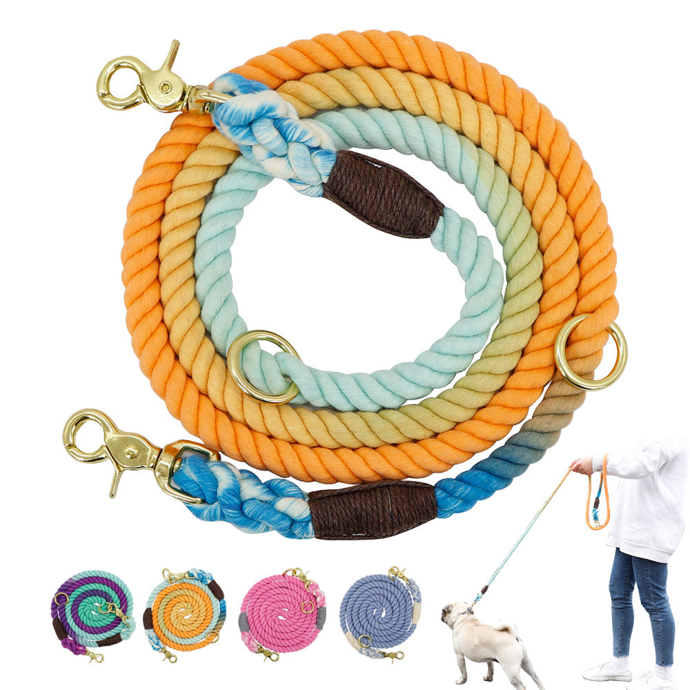 Gradient Color Dog Collars Leashes Rope