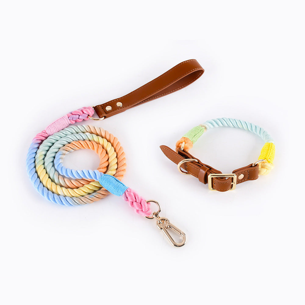 Woven Cotton Rope Leather Pet
