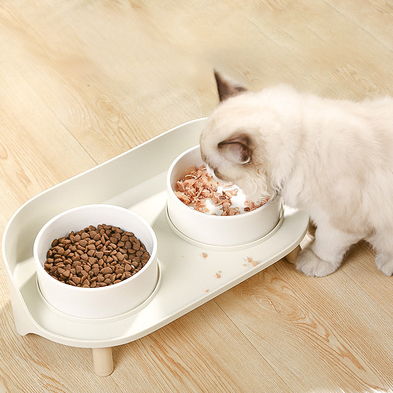 Pet Bowl Tilted Cat Double Bowls