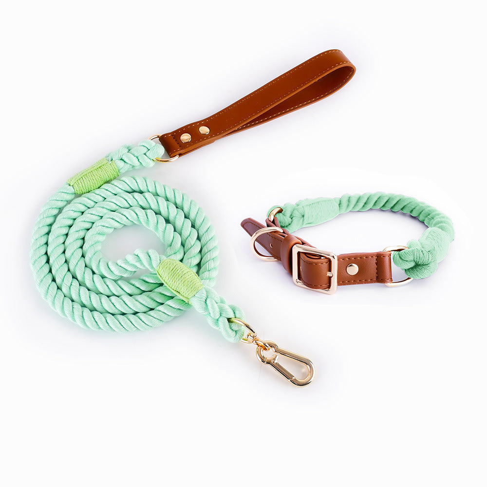 Woven Cotton Rope Leather Pet