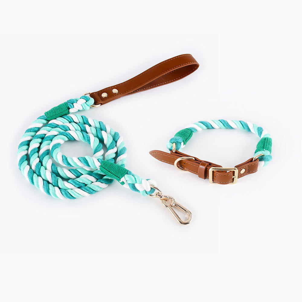 Woven Cotton Rope Leather Pet