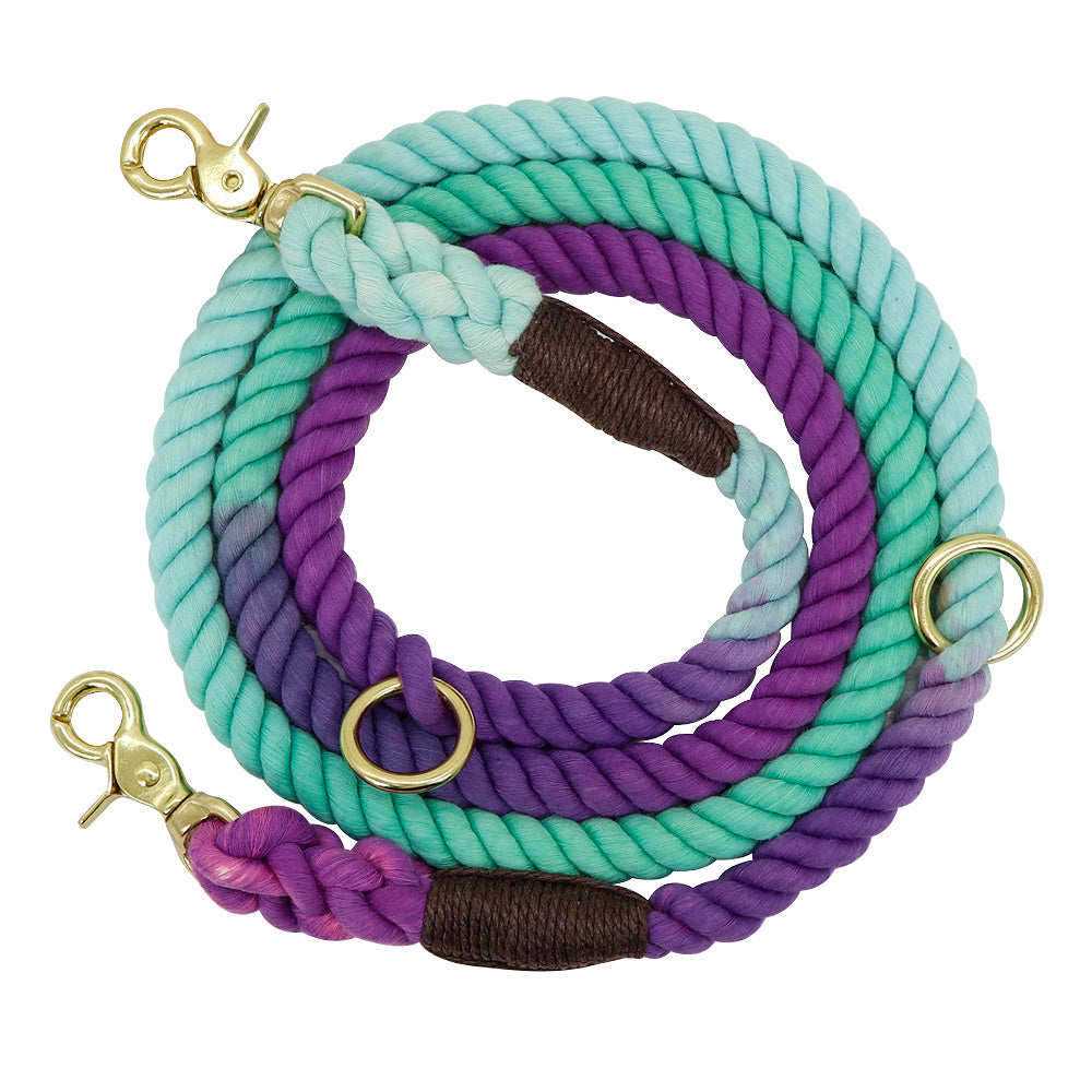 Gradient Color Dog Collars Leashes Rope
