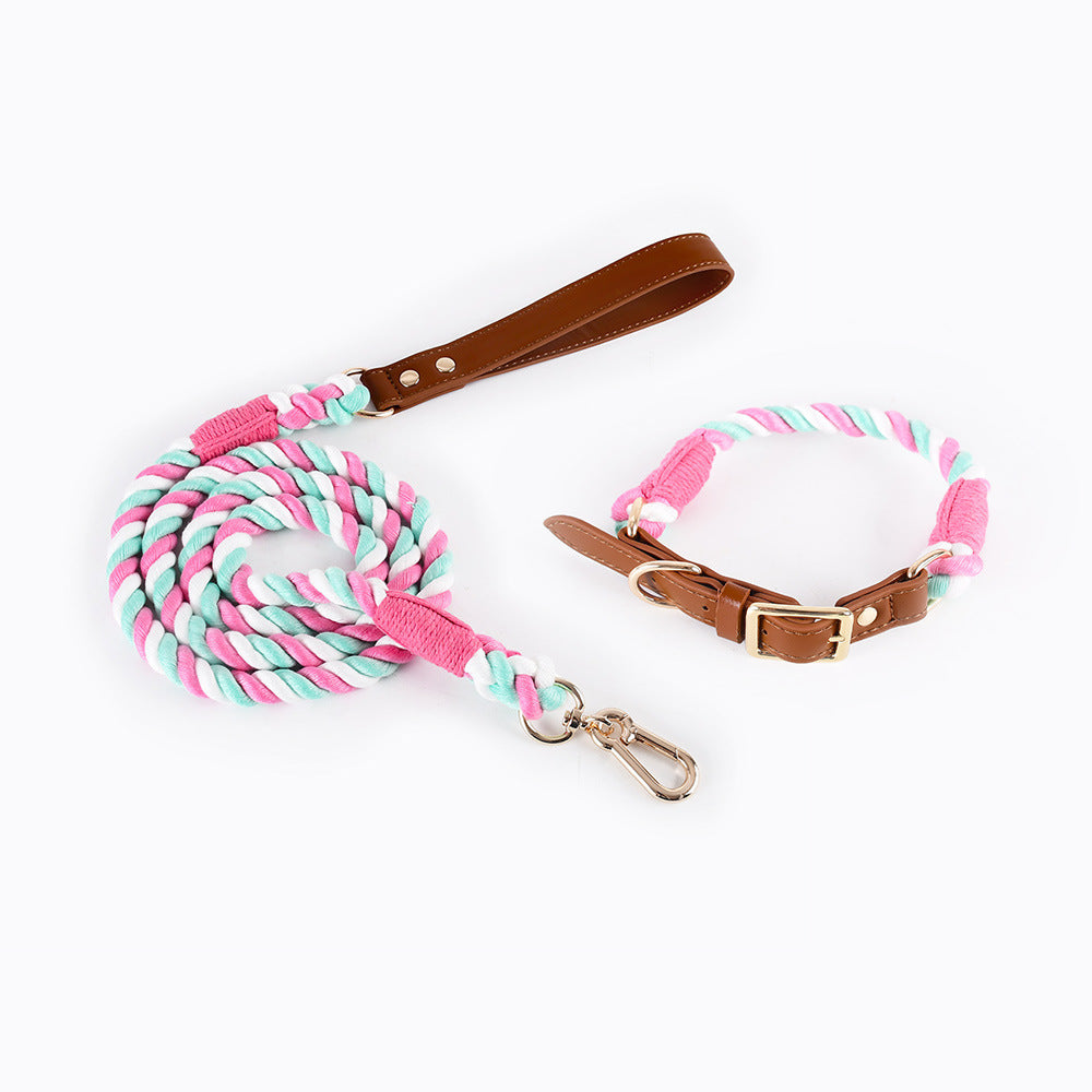 Woven Cotton Rope Leather Pet