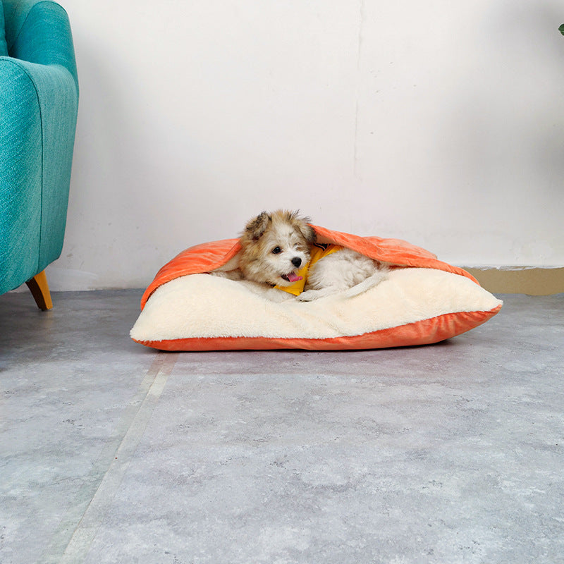 Removable bite resistant pet sleeping bag