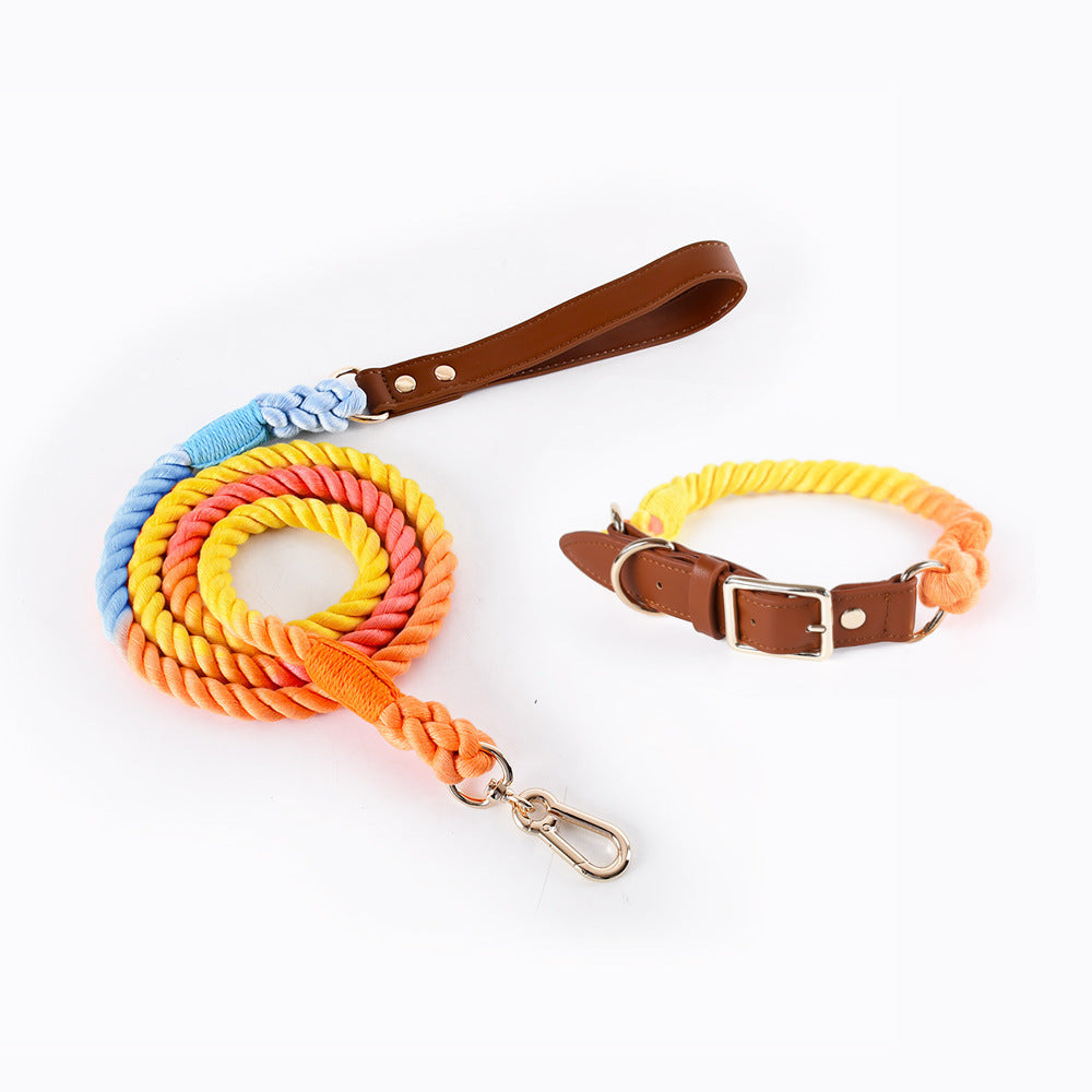 Woven Cotton Rope Leather Pet