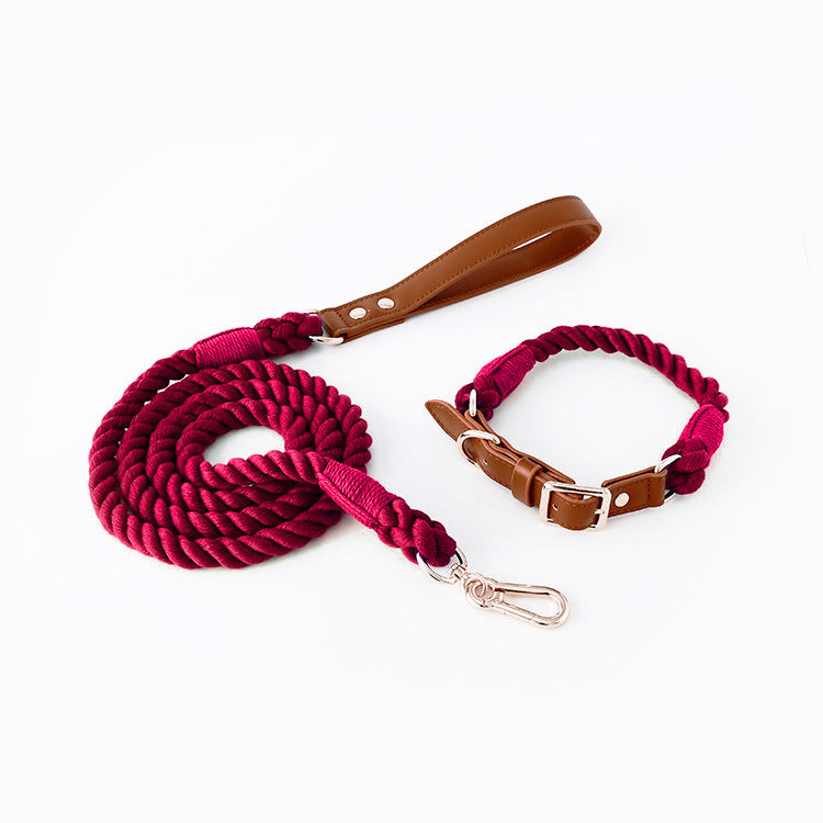 Woven Cotton Rope Leather Pet