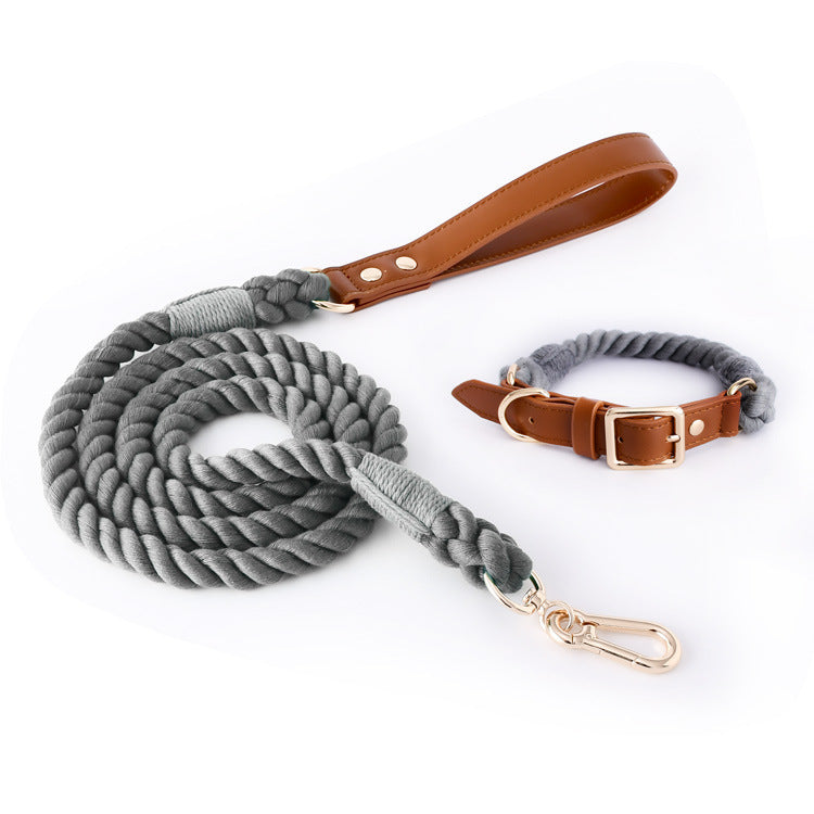 Woven Cotton Rope Leather Pet