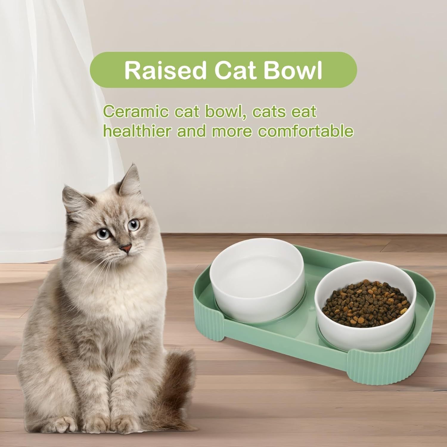 Ceramic Elevated Cat Bowls For Indoor