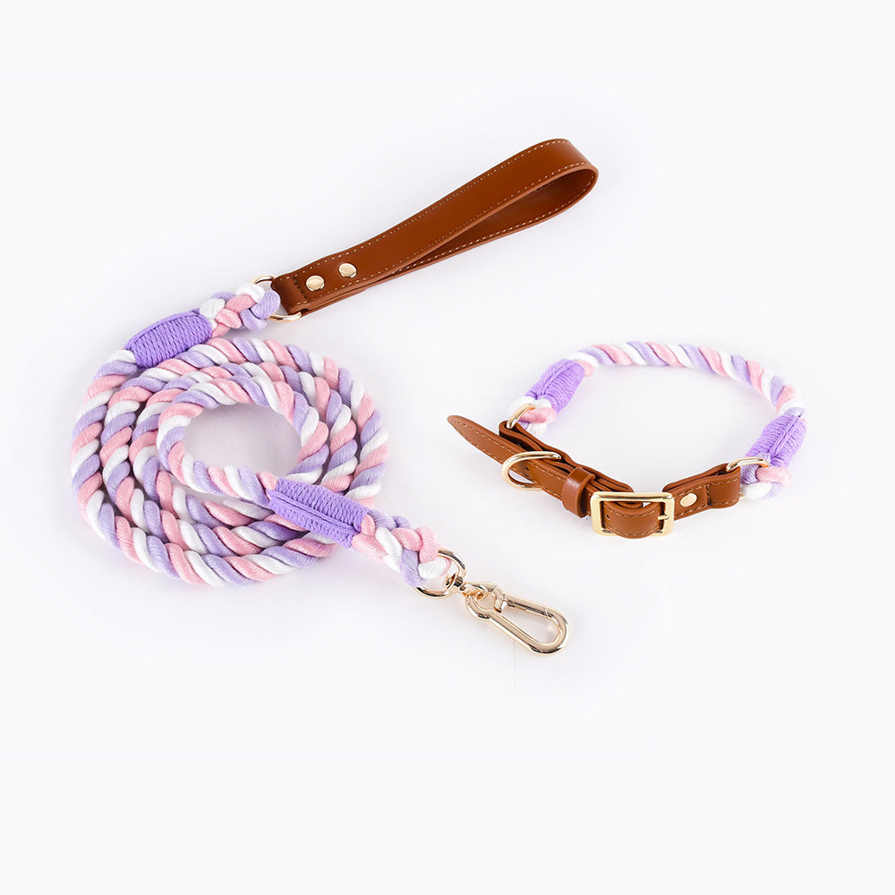 Woven Cotton Rope Leather Pet